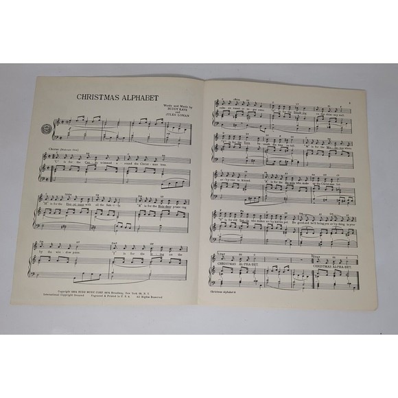 1954 Christmas Alphabet McGuire Sisters‎ Buddy Kaye Jules Loman Sheet Music VTG - Picture 5 of 7